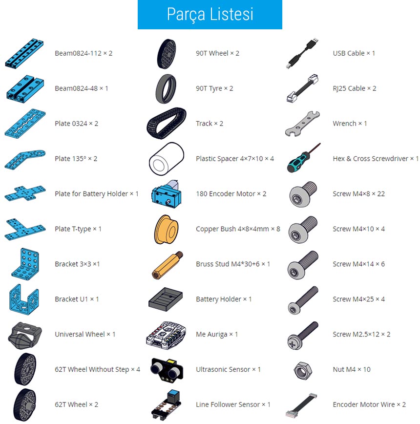 mBot Ranger Parça Listesi