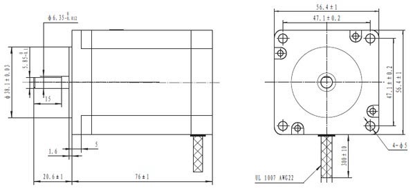 Pololu 1478 Bipolar 200 Adım Step Motor Ölçüleri