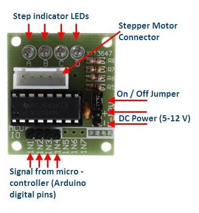 ULN2003 DIP Motor Sürücü Kartı Bağlantı Şekli