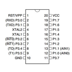 AT89C4051-24PU 8-Bit 24MHz Mikrodenetleyici DIP-20 - Thumbnail