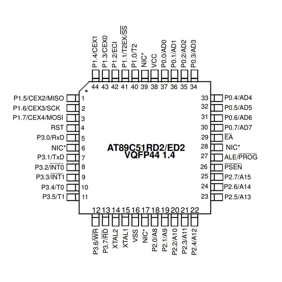 AT89C51RD2-RLTUM SMD 8-Bit 40MHz Mikrodenetleyici VQFP-44