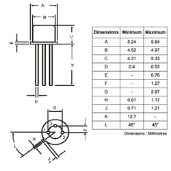 BC107 Transistor BJT NPN TO-18 - Thumbnail