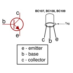 BC107 Transistör Bjt TO18 - NPN 100mA 45V - Thumbnail