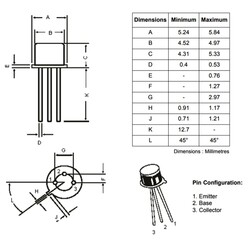 BC108 Transistor BJT NPN TO-18 - Thumbnail