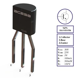 BC238 Transistör Bjt Npn TO-92 100mA, 20V - Thumbnail