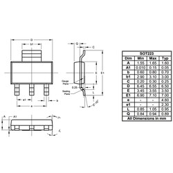 BCP56T1G Transistor NPN SMD SOT-223 - Thumbnail