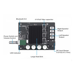 Bluetooth Güç Amplifikatör 2x100W - Thumbnail