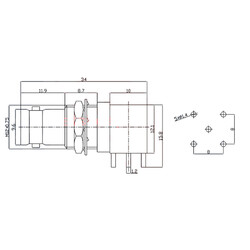 BNC Dişi Sağ Açılı PCB Panel Tipi Konnektör - Thumbnail