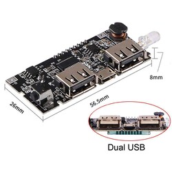 Çift USB 18650 Pil Şarj Cihaz Modülü - H913-A - Thumbnail