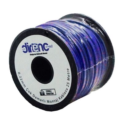 DirencNet - Çok Damarlı Montaj Kablosu 24AWG 25 Metre Mavi