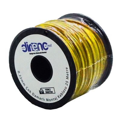 DirencNet - Çok Damarlı Montaj Kablosu 24AWG 25 Metre Sarı