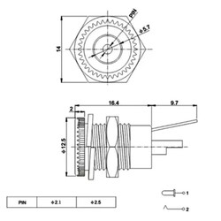 DC099 Metal DC Güç Jak Konnektör 5.5 x 2.1mm - Thumbnail