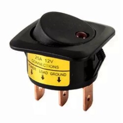 DC132D 25A 12Vdc Ledli On-Off Anahtar 3P - Kırmızı