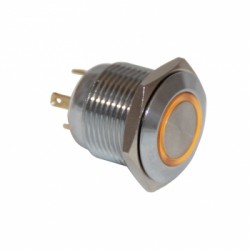 Drn416 16mm Metal Beyaz Ledli Yaylı Buton 12V-24V - Thumbnail