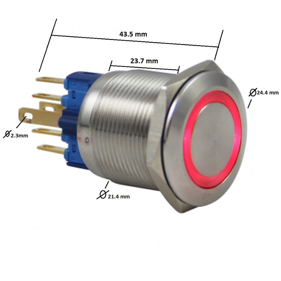 Drn522 22mm Metal Blue Ledli Keyed Buton - 2