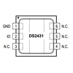 DS2431P + 1Kbit Memory Integration TSOC6 - Thumbnail