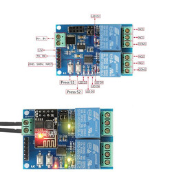 Esp8266 2 Kanal 12V Esp01 Wifi Röle Modülü - Thumbnail