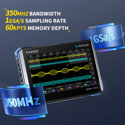 FNIRSI DPOS350P 4'ü 1 Arada 350MHz 1GSPS Osiloskop + Sinyal Jeneratörü + Spektrum Analizörü + Frekans Analizörü - Thumbnail