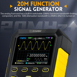 FNIRSI DPOX180H 2x180mhz - 3DB 50000wfms/s Dijital Osiloskop + 20mhz Sinyal Jeneratörü - Sarı - Thumbnail