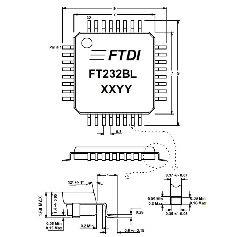 FT232BL SMD USB Arayüz Entegresi LQFP-32