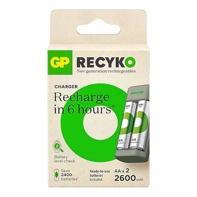GP - GP Recyko 2'li 2600 mAH Şarjlı AA Kalem Pil