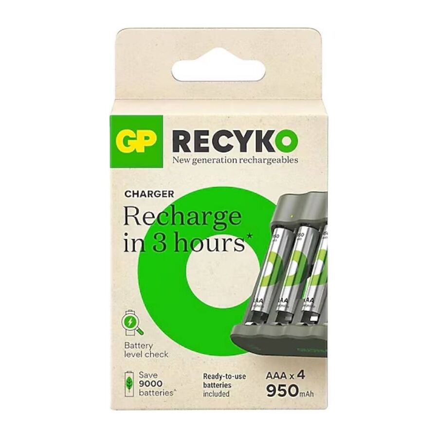 GP Recyko 4'lü 950 Mah Şarjlı AAA Kalem Pil - 1