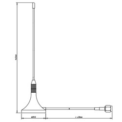 GSM Wired Antenna SMA 2dBi 100mm - Thumbnail