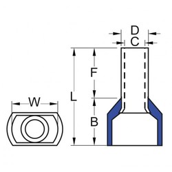 İzoleli Çift Girişli Kablo Yüksüğü 16 mm - Kırmızı - 50 Adet - Thumbnail