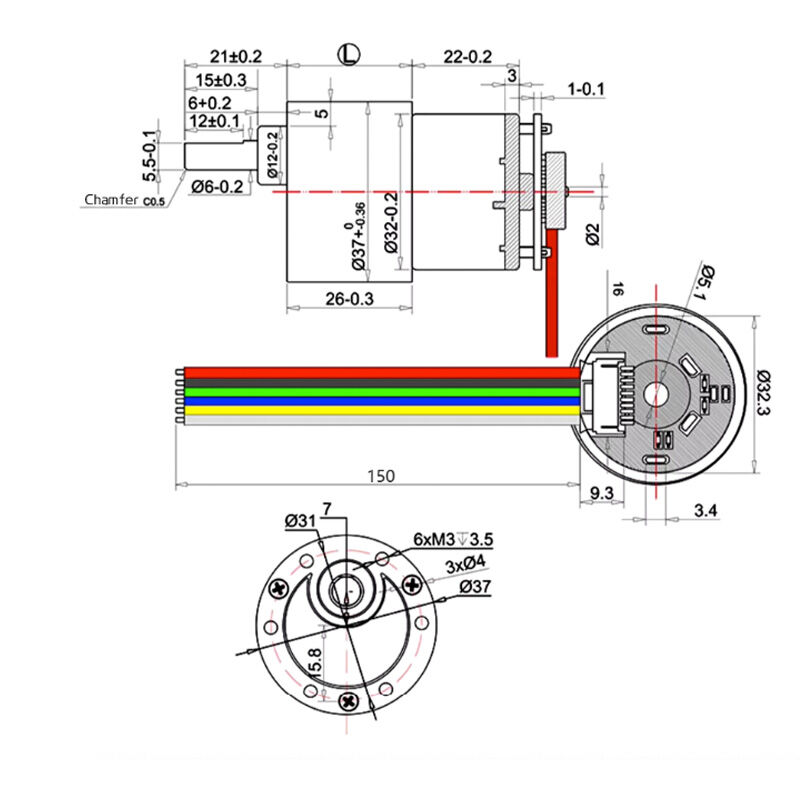 JGB37-520 - 12V 60RPM Enkoderli Motor - 4
