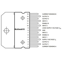 L298N Double Full Bridge Driver Integration Multiwatt15 - Thumbnail