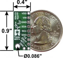 L3GD20H 3 Axis Gyro Carrier With Voltage Regulator - Thumbnail