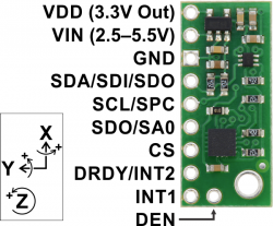 L3GD20H 3 Axis Gyro Carrier With Voltage Regulator - Thumbnail