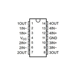 LM324 SOIC-14 SMD OpAmp Integrated - Thumbnail