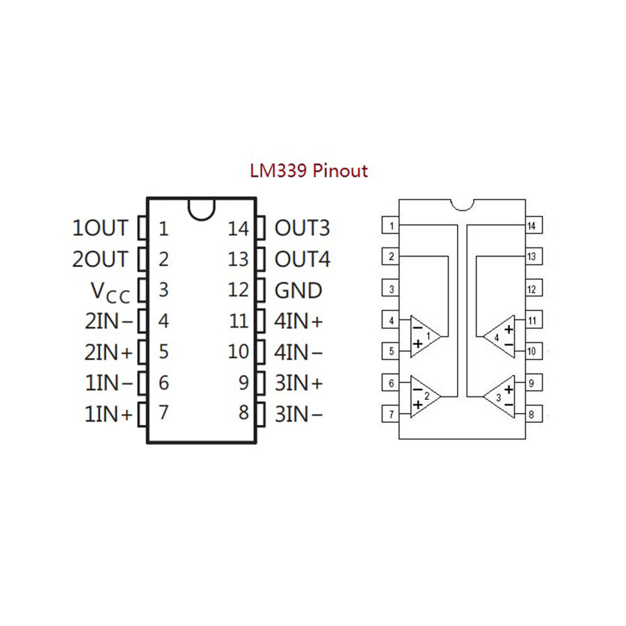 Компаратор lm339 схема включения. Lm339n datasheet схема включения. Микросхема lm339n. Индикатор на lm339. Lm339 pinout.