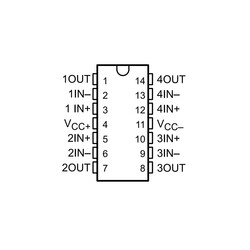 LM348N OpAmp - Four Channel Amplifier Integration DIP14 - Thumbnail