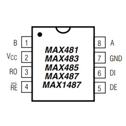 MAX485EPA + 500uA 2.5Mbps THT Transceiver Integration PDIP8 - Thumbnail