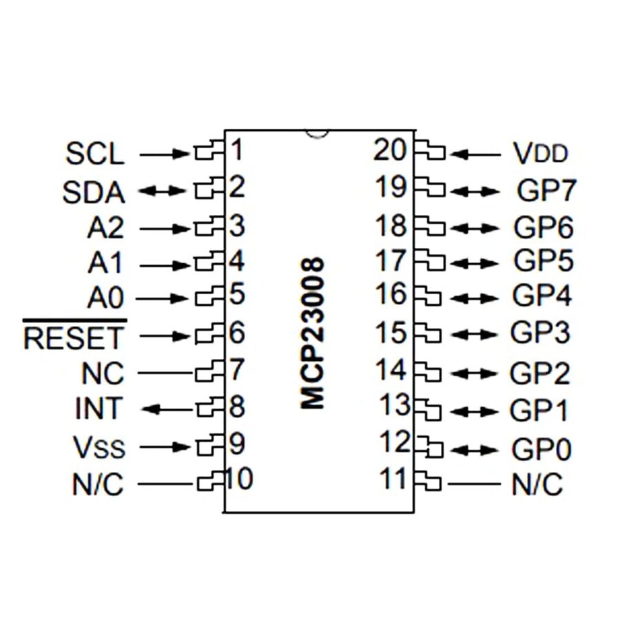 MCP23008T-E / SS 25mA 1.7MHz SMD I / O Multiplexer Integration SSOP20