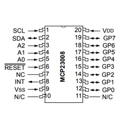MCP23008T-E/SS 25mA 1.7MHz SMD G/Ç Çoklayıcı Entegresi SSOP20 - Thumbnail