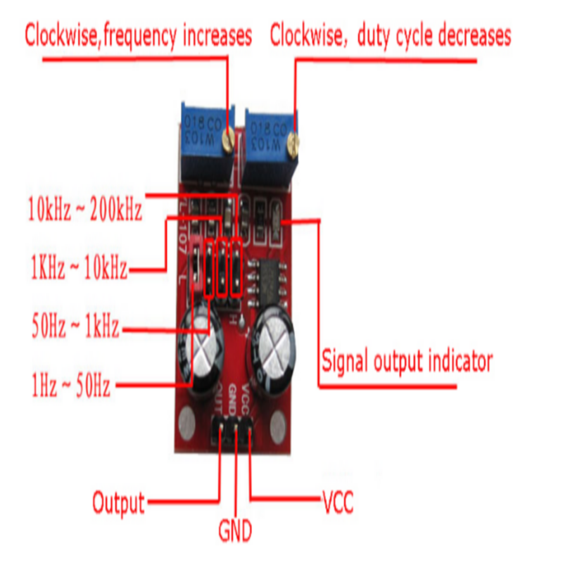 NE555 Square Wave Signal Generator Module