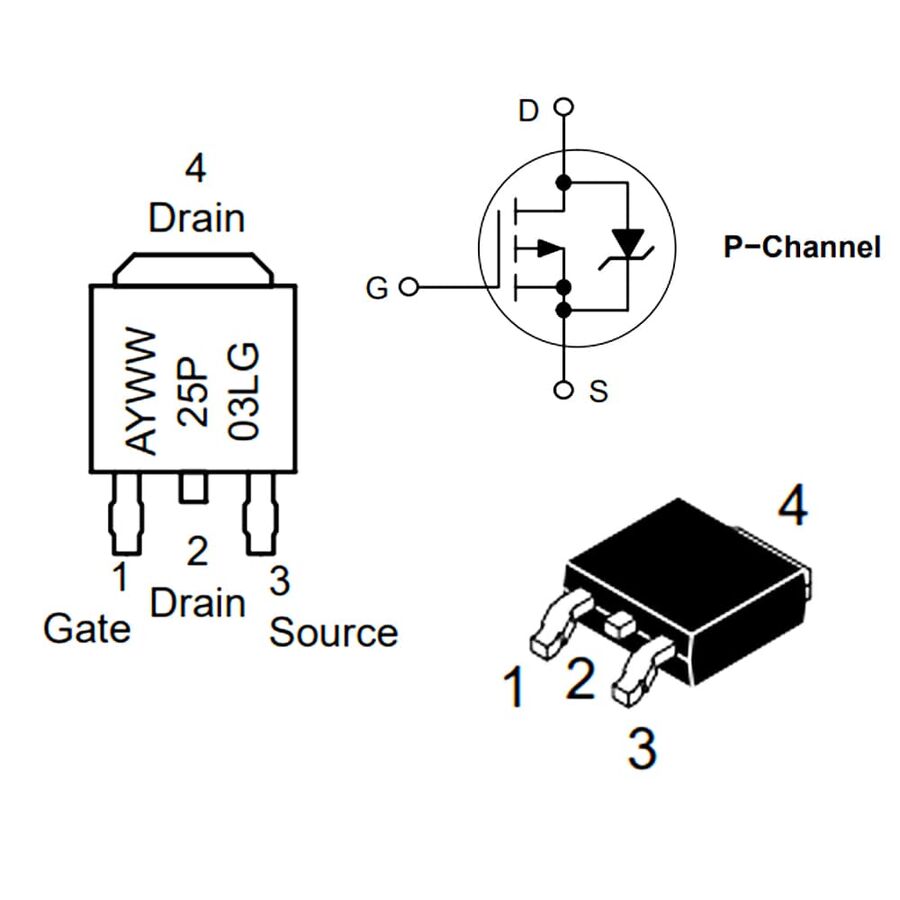 NTD25P03L 25A 30V P Kanal Mosfet To252