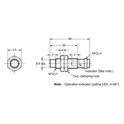 Omron E2A-M12KN08-M1-C1 8mm Algılama M12 Konnektörlü İndüktif Sensör - Thumbnail