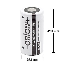 Orion C Orta Boy 1.2V 3000mAh 3C Ni-Cd Pil - 4