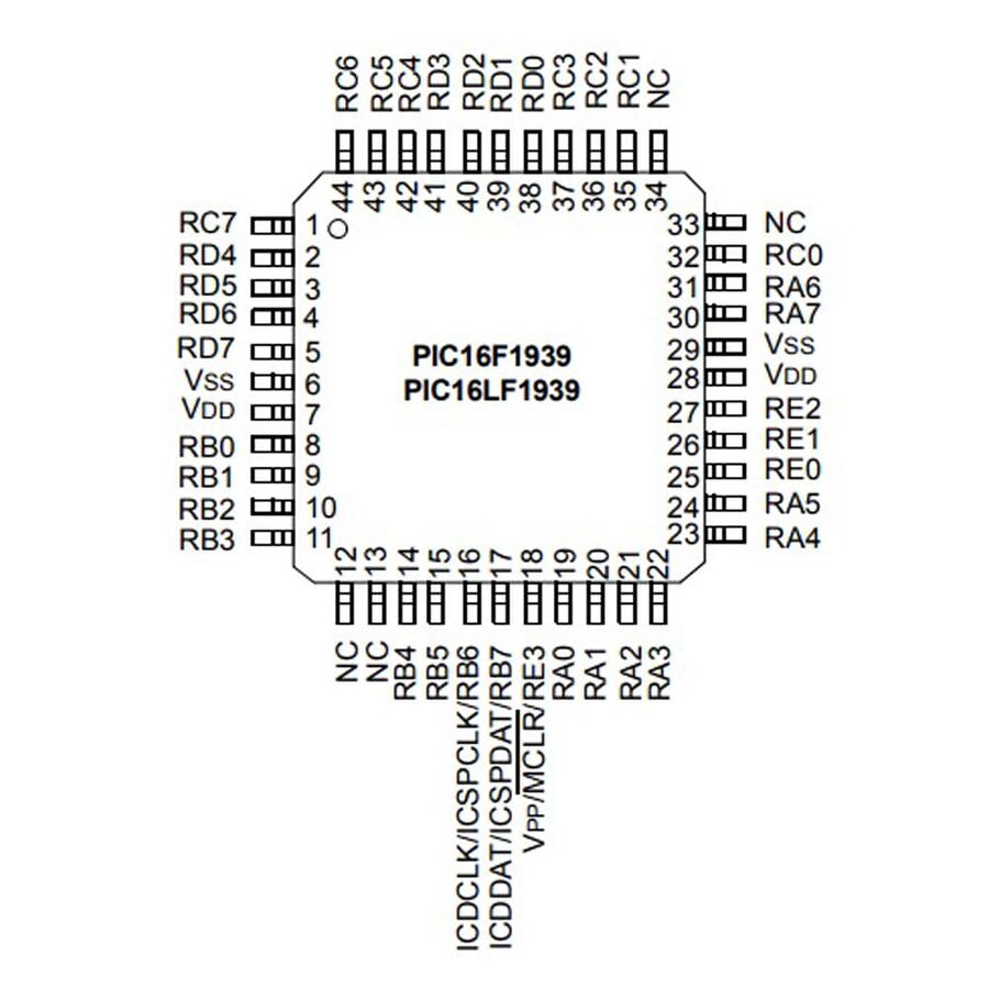 PIC16F1939 I/PT Smd 8-Bit 32 MHz Mikrodenetleyici Tqfp-44