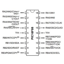 PIC16F88 I / P PDIP-18 8-Bit 20 MHz Microcontroller - Thumbnail