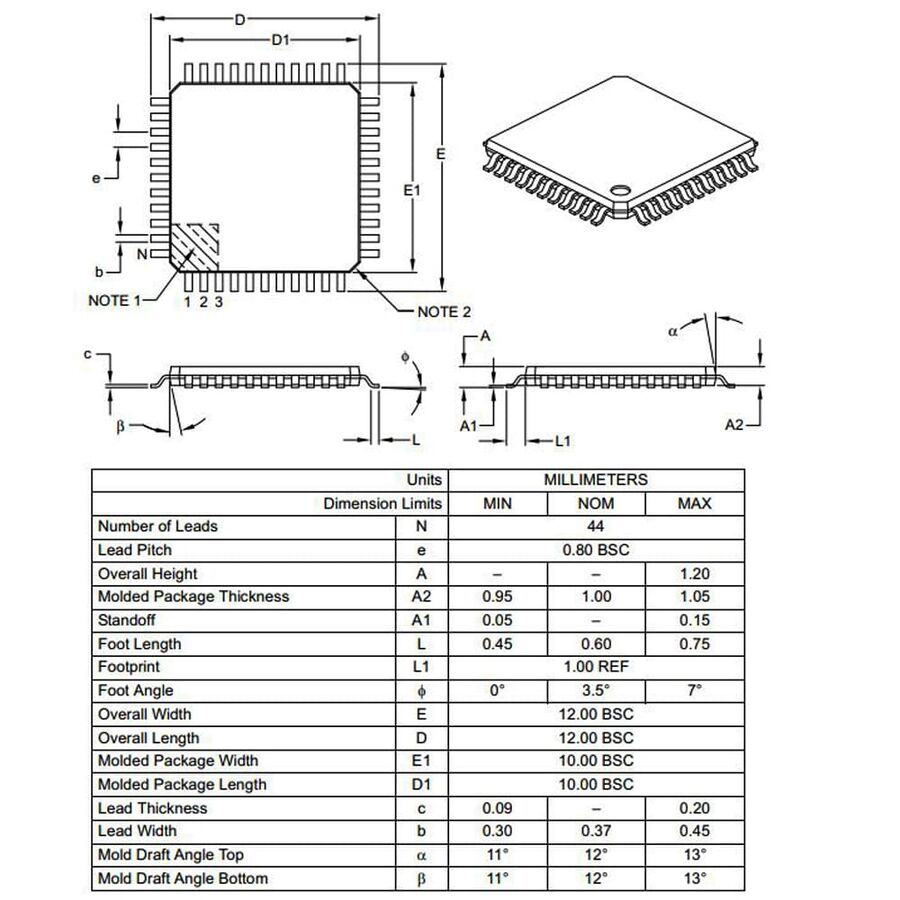 PIC18F4525 I/PT SMD TQFP-44 8-Bit 40MHz Mikrodenetleyici - 3