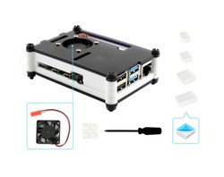 Black / White Acrylic Case for Raspberry Pi 4 with Cooling Fan - Thumbnail