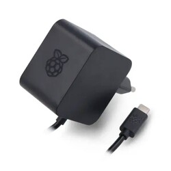 Raspberry Pi 5 27W USB-C Orijinal Güç Adaptörü - Siyah
