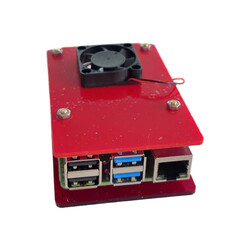Raspberry Pi Alt Koruma Pleksi Levha + Fanlı Kapak - Kırmızı - Thumbnail