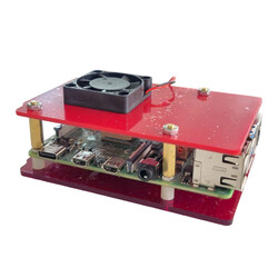 Raspberry Pi Alt Koruma Pleksi Levha + Fanlı Kapak - Kırmızı - Thumbnail