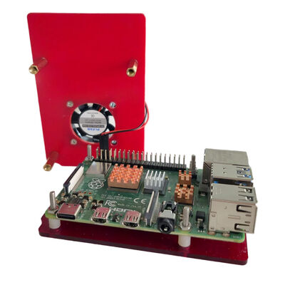 DirencNet - Raspberry Pi Alt Koruma Pleksi Levha + Fanlı Kapak - Kırmızı